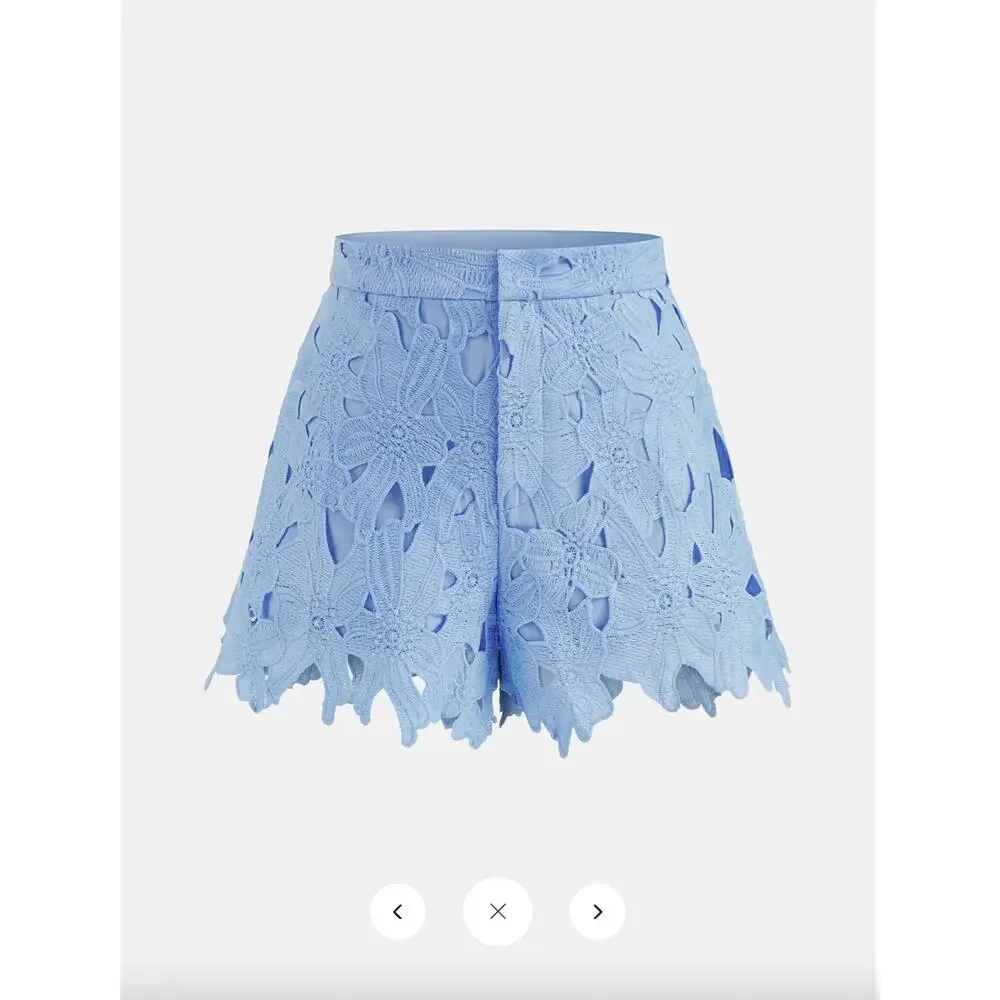 NWT Commense Floral Lace Cropped Shirt & Shorts Set Sz S